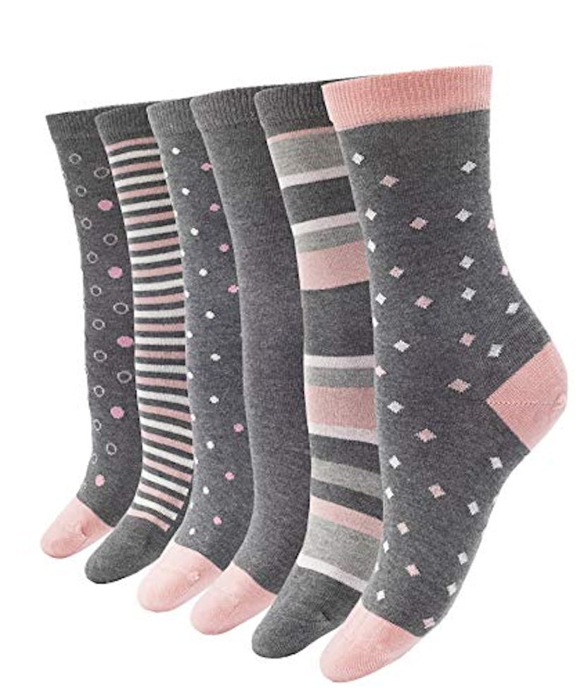 1SOCK2SOCK Women's Bamboo Thin Crew Socks 6 Pack