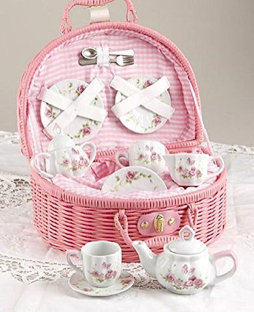 Delton Products Porcelain Rose Tea Set for Two