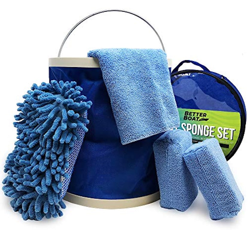 Boat Cleaner Microfiber Sponge Bucket and Microfiber Wash Cloths