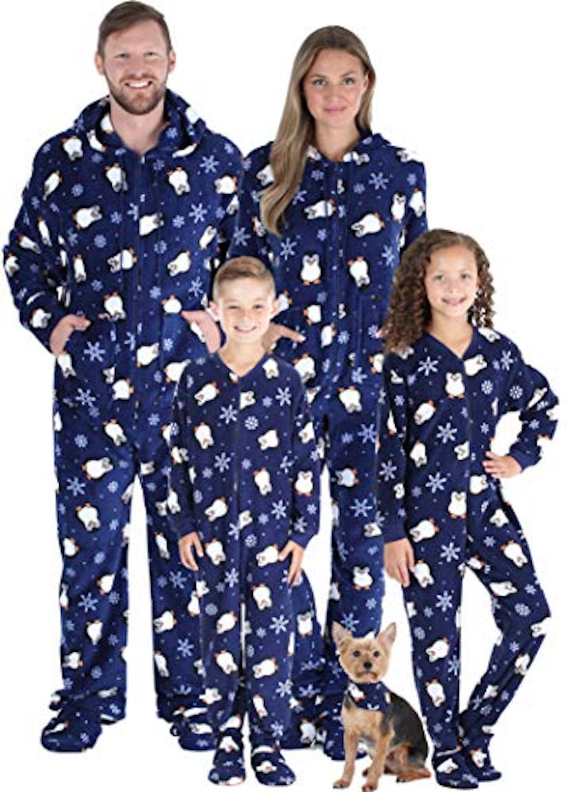 SleepytimePJs Family Matching Christmas Onesies Fleece Hooded Footed Pajamas