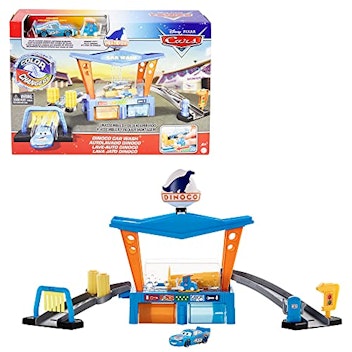 Disney Cars Toys Color Change Dinoco Car Wash Playset