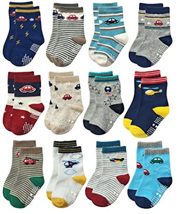 RATIVE Anti-Slip Crew Socks for Boys