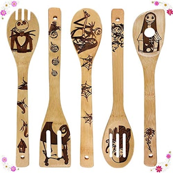 Nightmare Before Christmas Natural Burned Wooden Spoons for Cooking