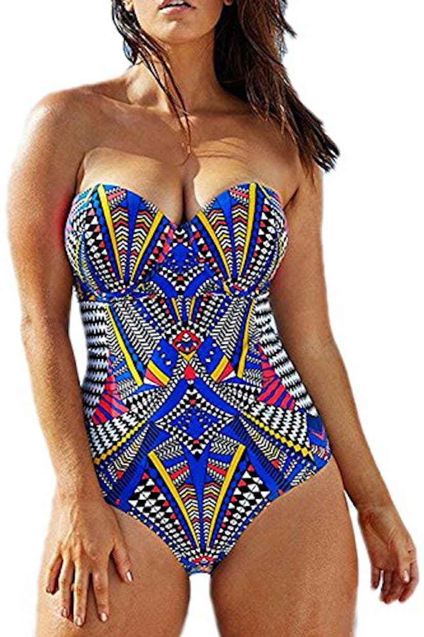 American Trends Tribal Printed Plus Size One Piece Bandeau