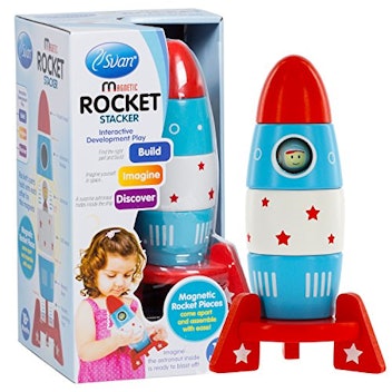 Wooden Stacker Rocket Ship Toy
