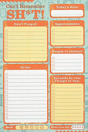 Can't Remember Sh*t Daily Planner and Note Pad