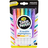 Crayola 6-Pack Erasable Highlighters - FOR ALL YOUR ERASING NEEDS