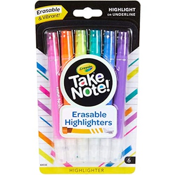 Crayola 6-Pack Erasable Highlighters - FOR ALL YOUR ERASING NEEDS
