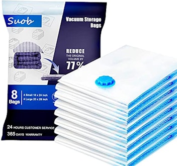 SUOCO Premium Vacuum Storage Bags 8 Pack (4 x Large, 4 x Jumbo) 80% More Space Saver