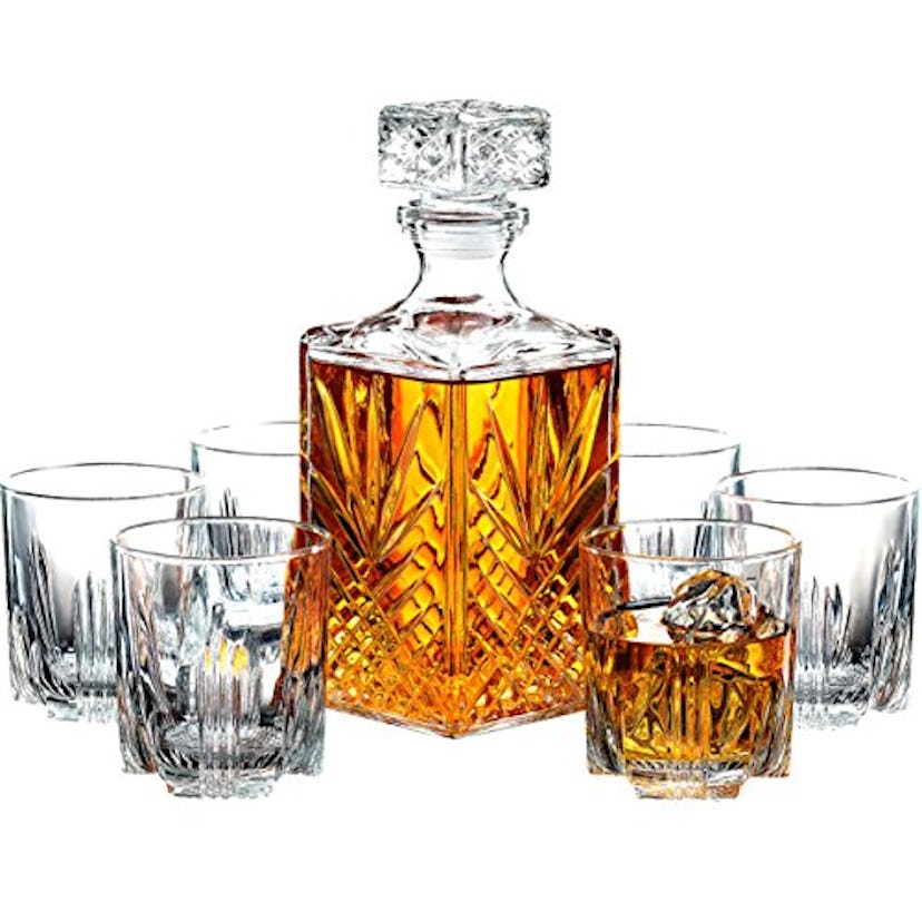 Paksh Novelty 7-Piece Decanter & Whiskey Glass Set