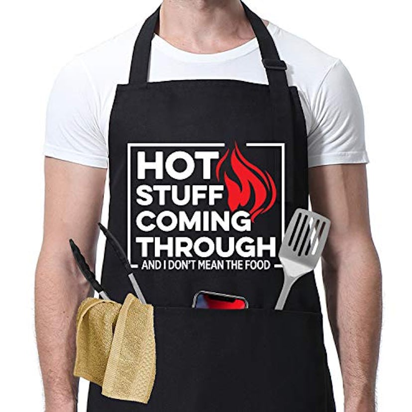 Miracu Funny Aprons for Men "Hot Stuff Coming Through"