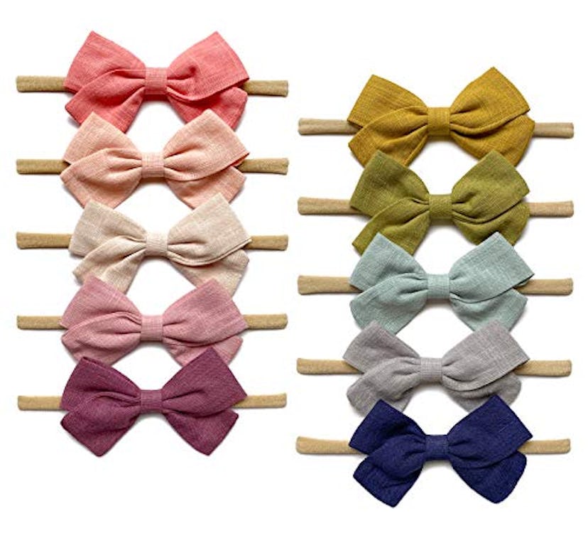 Cherssy Headbands and Linen Hair Bows - 10 Pack