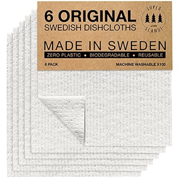 SUPERSCANDI Swedish Reusable Biodegradable Cellulose Sponge Cleaning Cloths