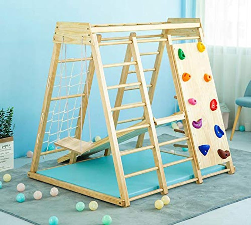 Avenlur Indoor Toddler & Child Wooden Rock Climbing Wall & Playground