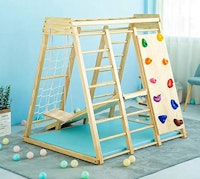 Avenlur Indoor Toddler & Child Wooden Rock Climbing Wall & Playground