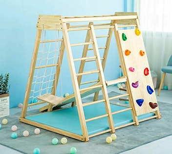 Avenlur Indoor Toddler & Child Wooden Rock Climbing Wall & Playground