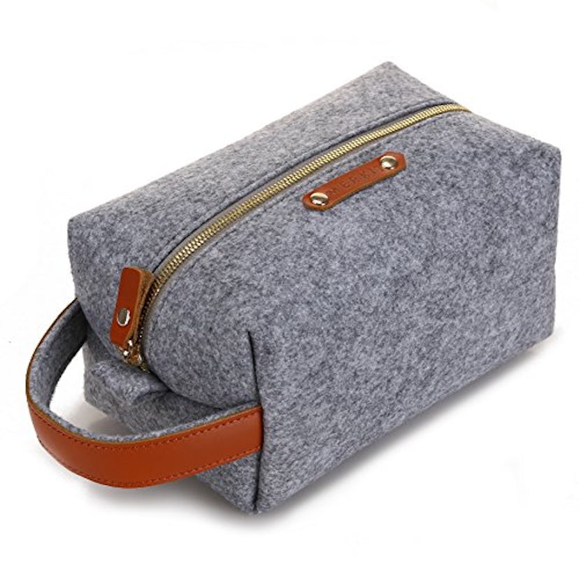 Merkit  Wool Felt & Leather Toiletry Bag