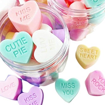 Valentines Day Gift for Her Pastel Conversation Heart Soap in a Jar