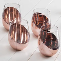 MyGift Modern Copper Stemless Wine Glasses Set
