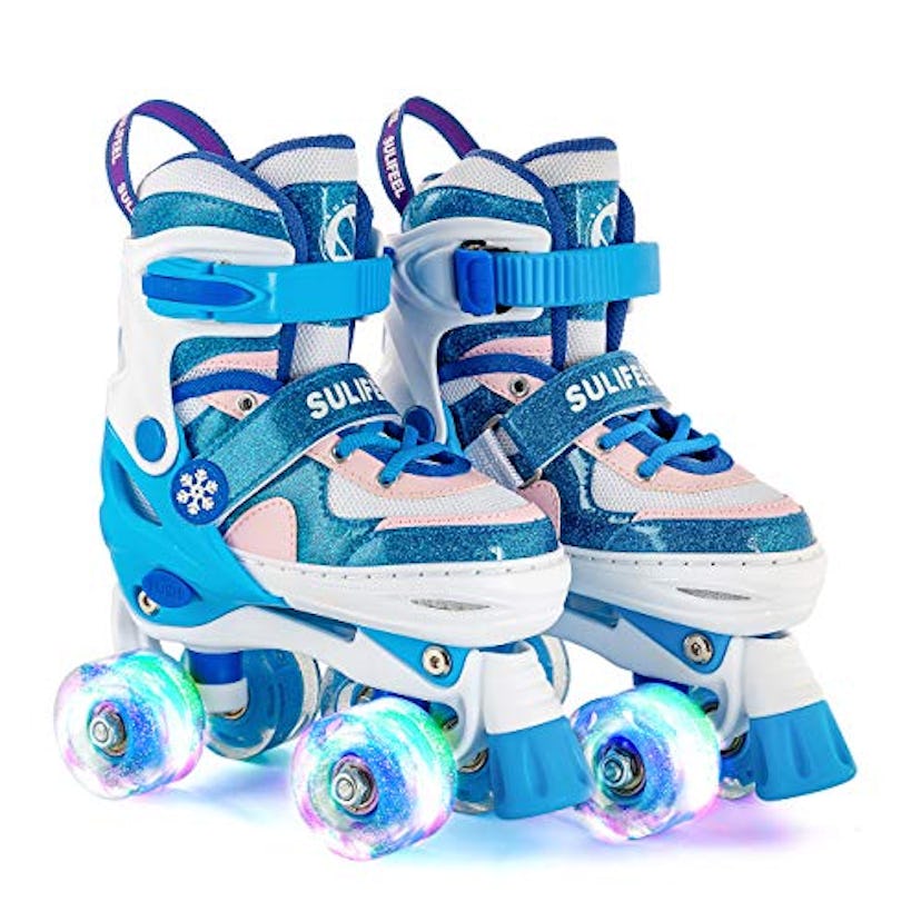 Sulifeel Rainbow Unicorn Adjustable Light Up Roller Skates