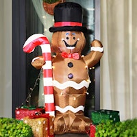 VIVOHOME 5ft Height Christmas Inflatable LED Lighted Gingerbread Man with Candy Cane 