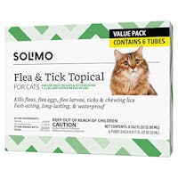 Solimo Flea and Tick Topical Treatment for Cats (over 1.5 pounds), 6 Doses
