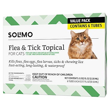 Solimo Flea and Tick Topical Treatment for Cats (over 1.5 pounds), 6 Doses