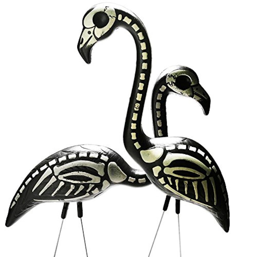 Pink Inc. 2 Halloween Skeleton Yard Flamingos