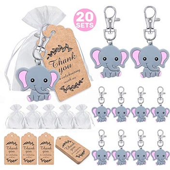 MOVINPE Pink Baby Elephant Keychains - 20 Sets 