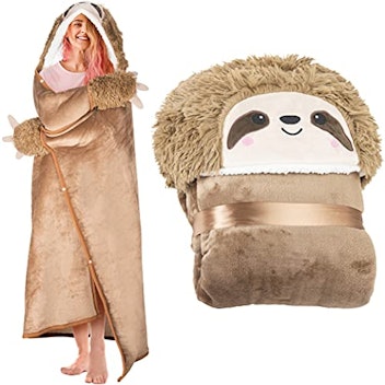 Sloth Wearable Hooded Blanket