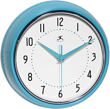 Infinity Instruments Turquoise Retro 9-1/2-Inch Metal Wall Clock