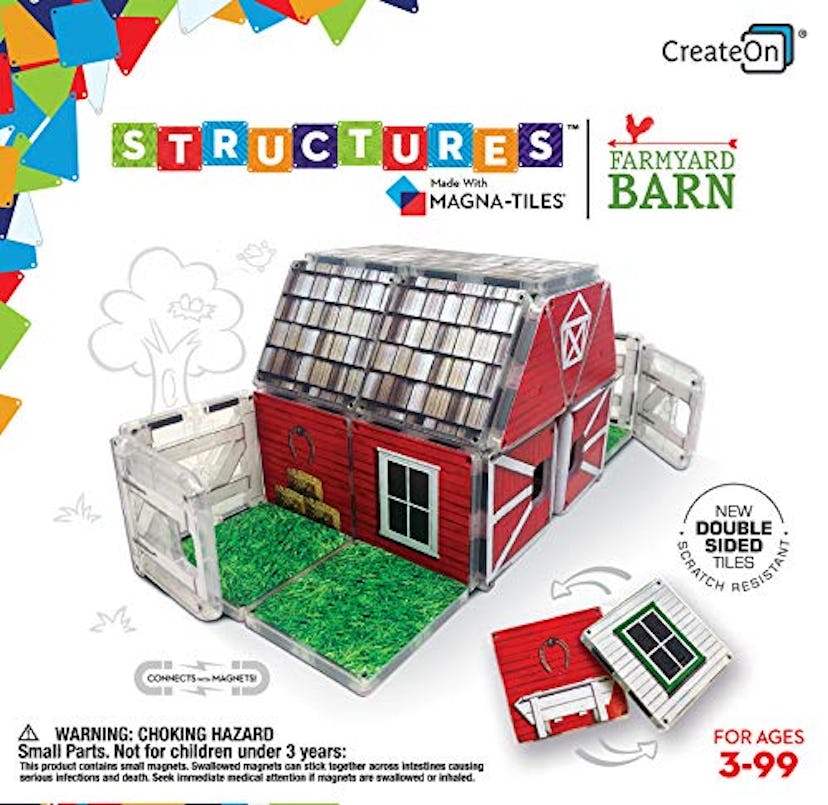 CreateOn Farmyard Barn Magna-Tile Structure Set