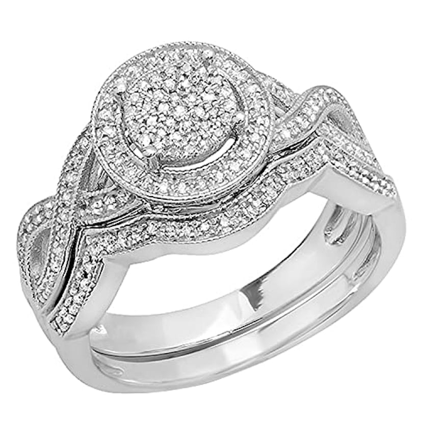 Dazzlingrock Collection Diamond Micro Pave Engagement Ring Set