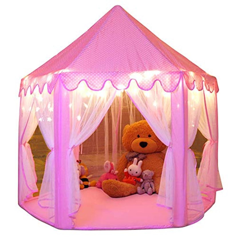 Monobeach Princess Tent Girls Large Playhouse Kids Castle Play Tent with Star Lights