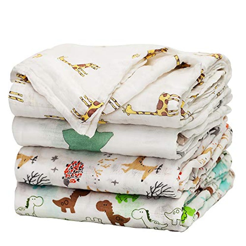 Upsimples Swaddle Wrap Muslin Swaddle Blanket, Set of 4