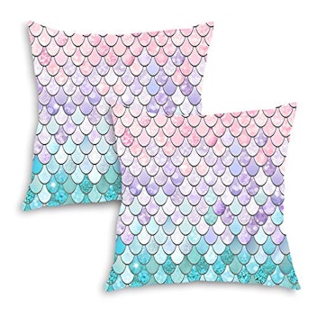 QoGoer Two Mermaid Throw Pillow Covers