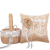True Love Gift Burlap Basket and Ring Bearer Pillow