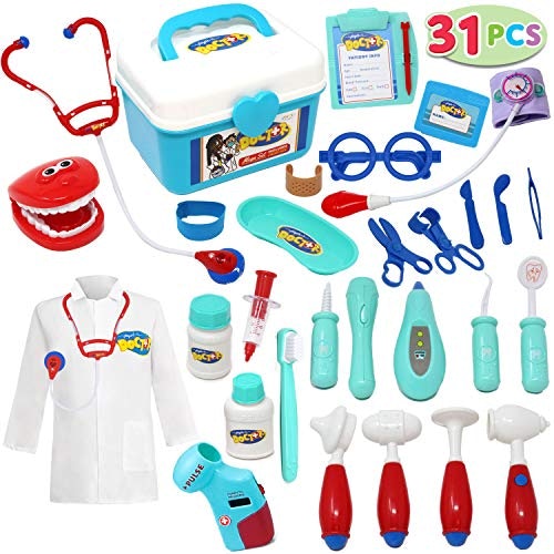 Doctor Kit for Kids 12 Pcs Medical Pretend Set Toys Roleplay Costume Bag Sounds 