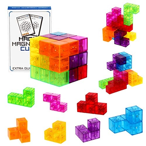 Educational Magnetic Tiles for Kids Stress Relief Toy Puzzle Cubes to Develops Intelligence Wtohobby Magic Magnetic Building Block Crystal Ideal for Birthday Gifts 