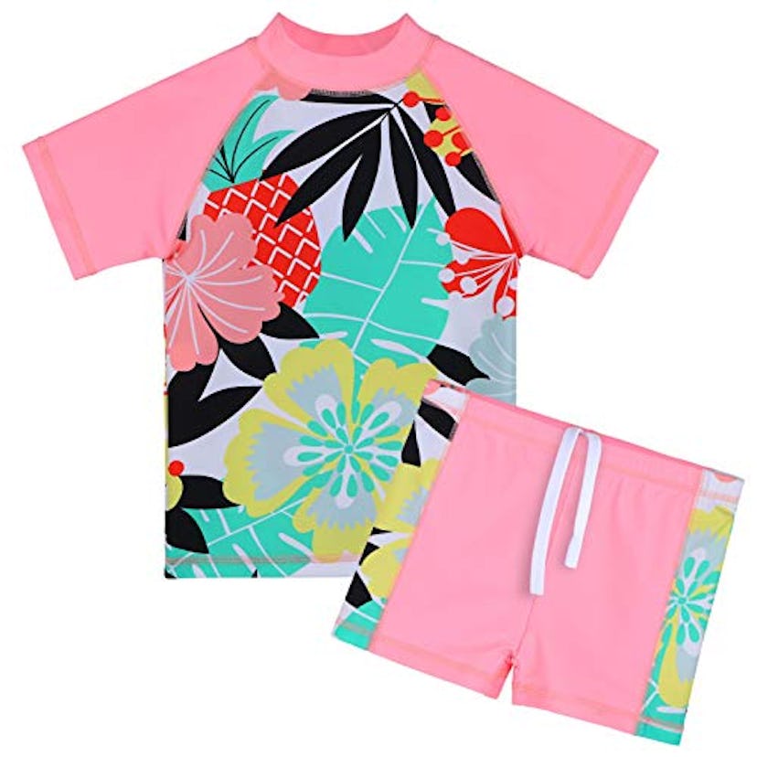 TFJH E Girls Rash Guard Swimsuit Two Piece