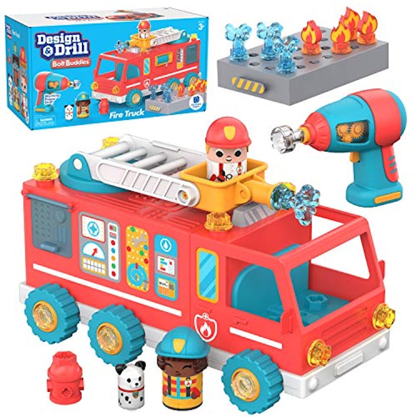 Educational Insights Design & Drill Bolt Buddies Fire Truck