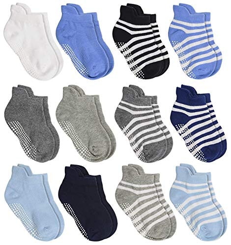 LA ACTIVE Non Slip Grip Ankle Boys and Girls Socks for Babies Toddlers and Kids 