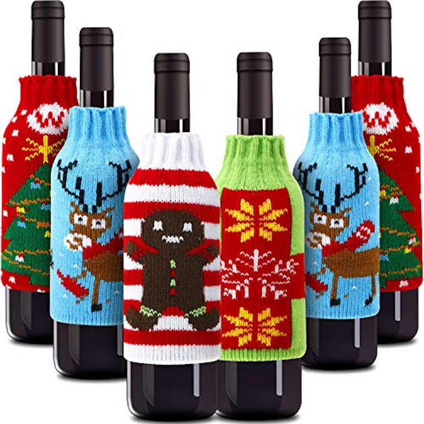 Wine Bottle Christmas Sweaters - 6 Pack