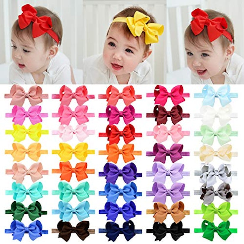 Choicbaby Grosgrain Ribbon Hair Bows Headbands 40 Pack