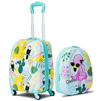GYMAX Kids Carry On Luggage Set
