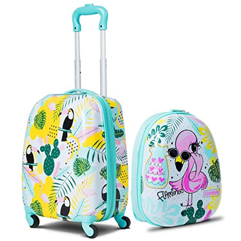 GYMAX Kids Carry On Luggage Set