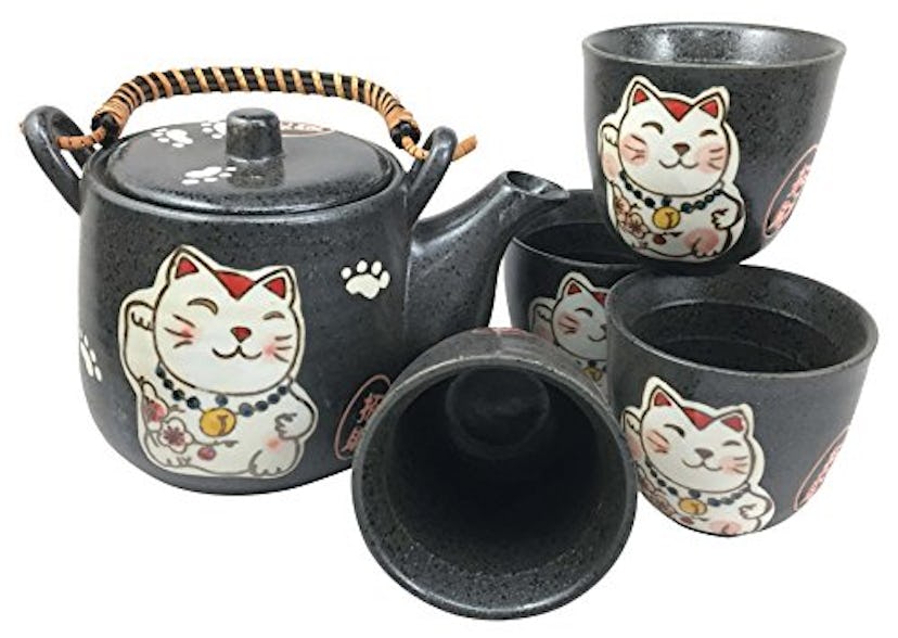 Ebros Maneki-Neko Tea Set