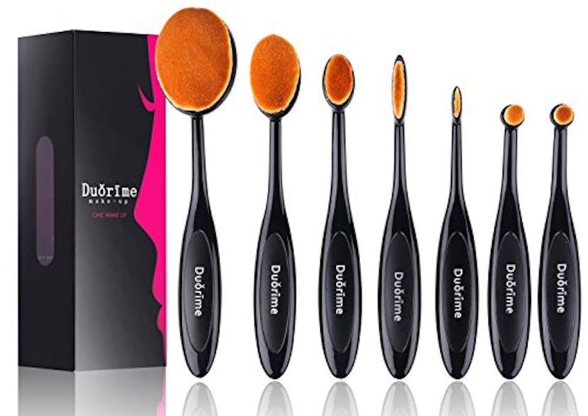 Duorime 7-Piece Black Oval Makeup Brush Set