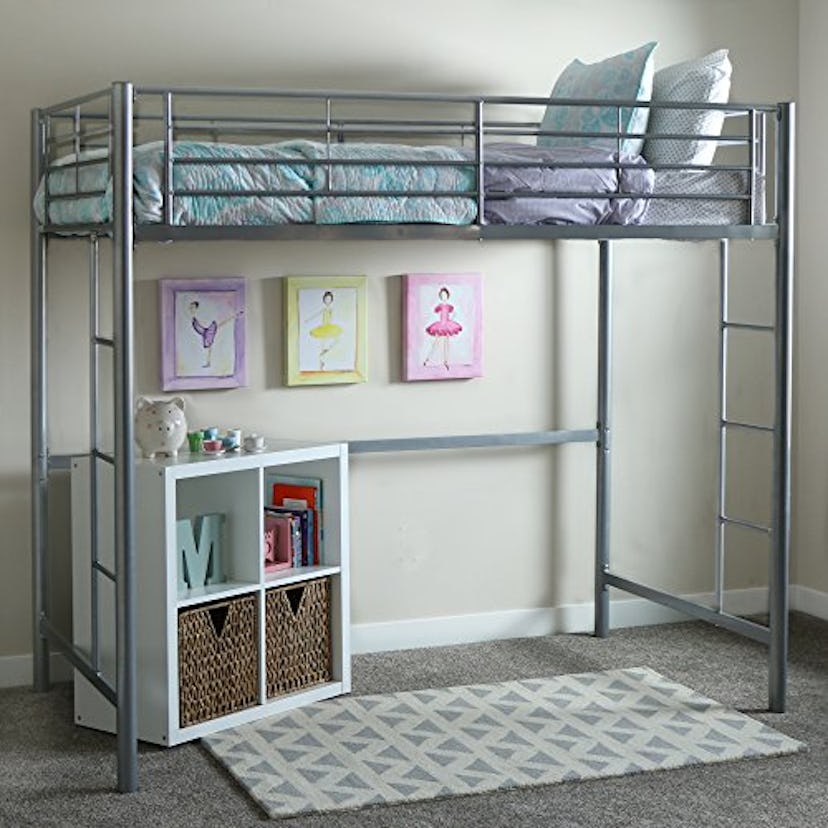 Walker Edison Modern Metal Pipe Twin Size Loft Bed