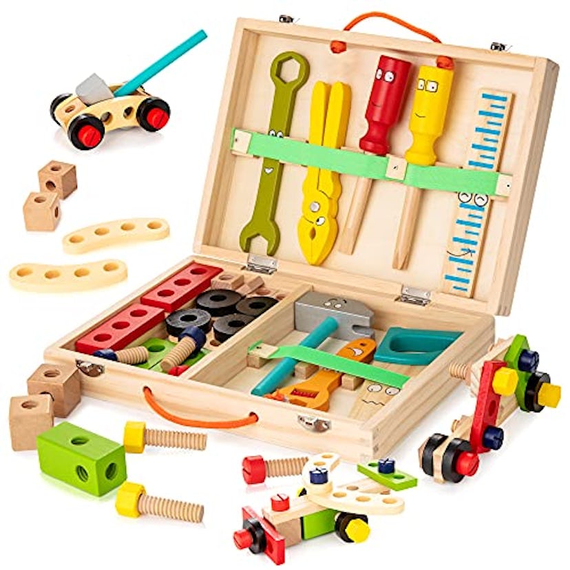 KIDWILL Wooden Tool Kit for Toddlers